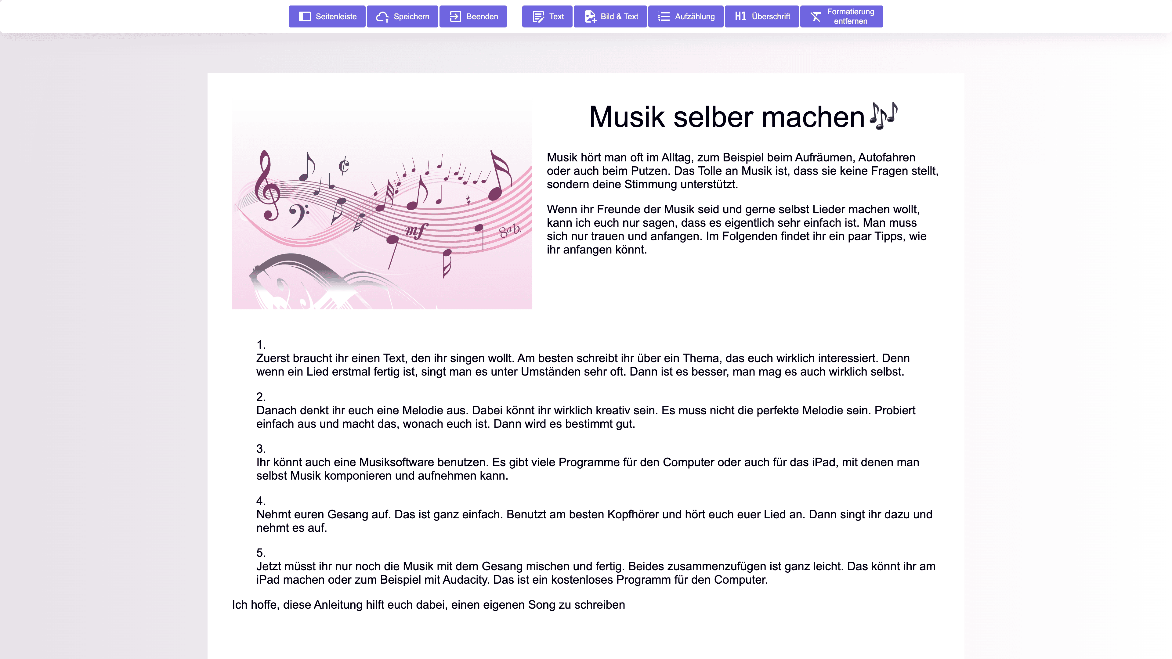 Screenshot aus der Bildungs-App Schülerzeitung Online