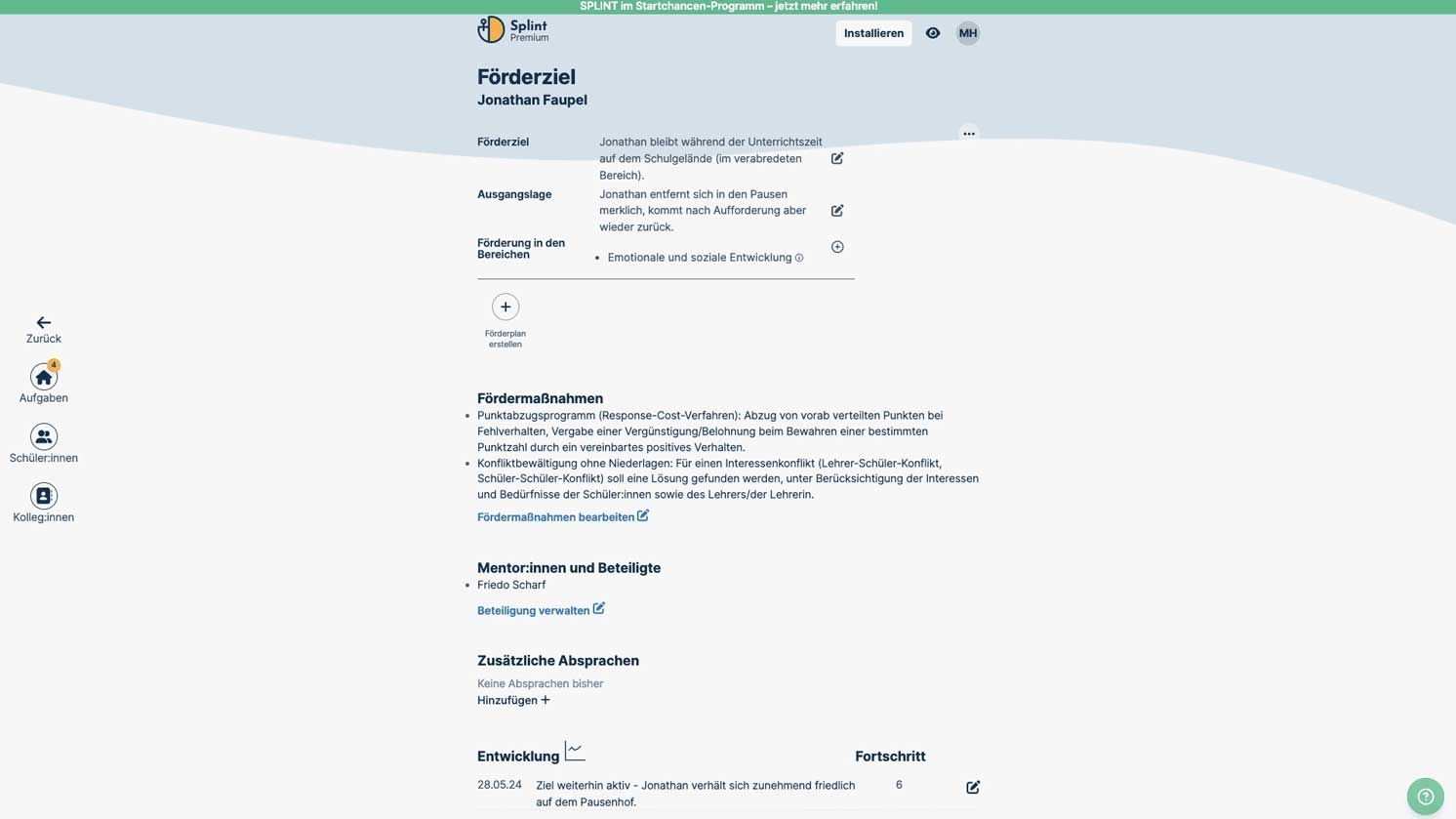 Screenshot aus der Bildungs-App SPLINT