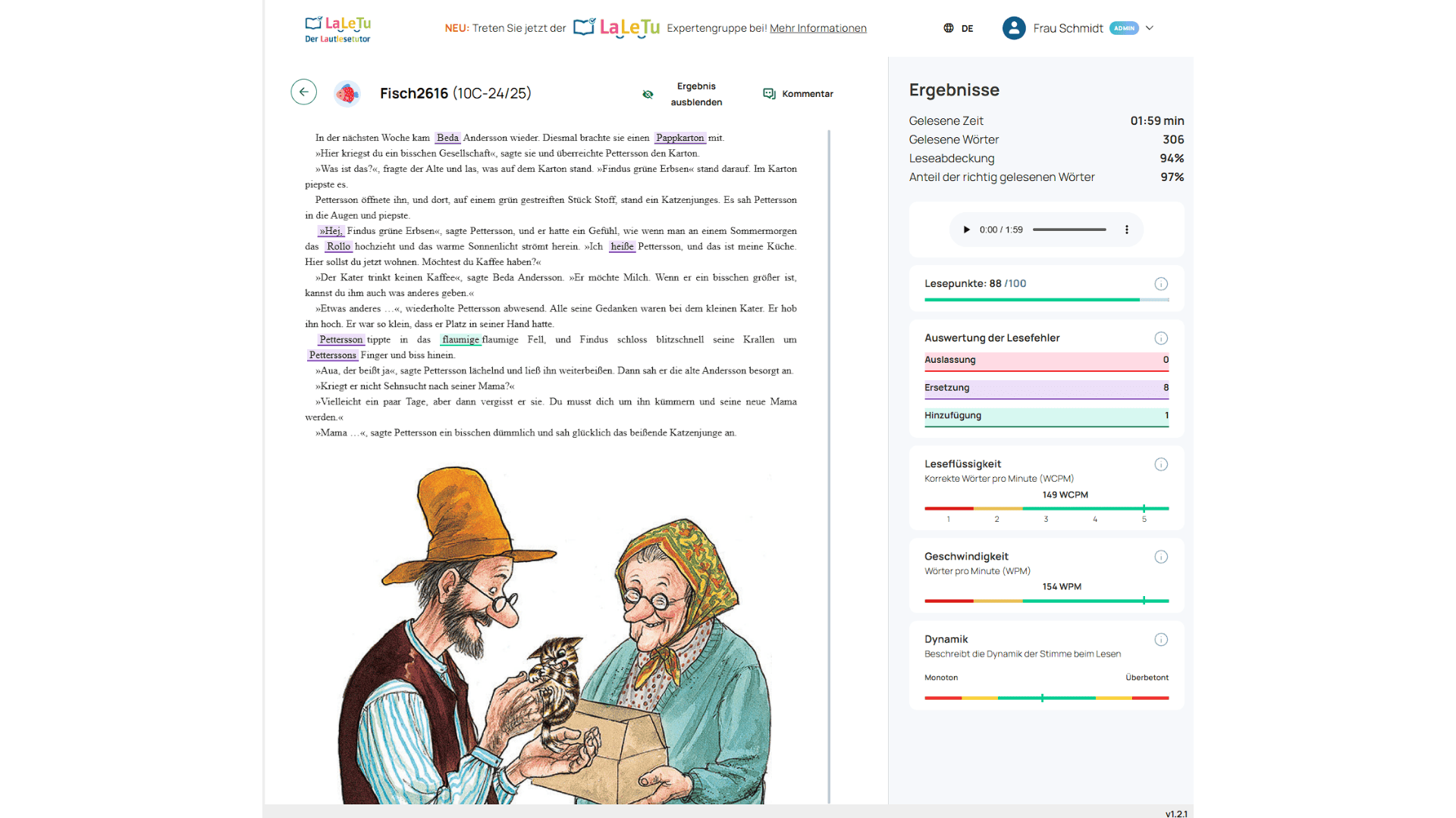 Screenshot aus der Bildungs-App LaLeTu